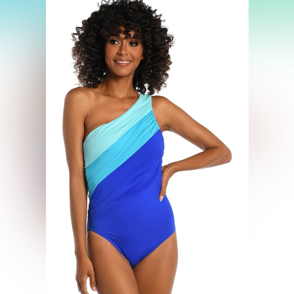 La Blanca Women's One Piece Swimsuit Single Shoulder Tummy Control Bathing Suit